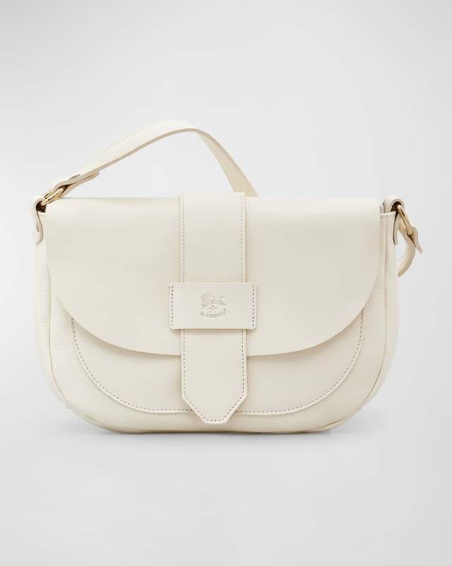 Alloro Vacchetta Leather Saddle Crossbody Bag